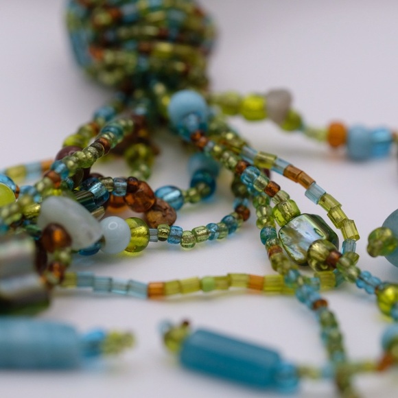 Artisan multi strand tassel necklace Shades of the ocean beads Mermaidcore - Picture 11 of 15